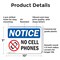 Signmission No Cell Phones, 10 in W x Rectangle, Plastic OS-2PACK-NS-P-710-L-16042 - alternate 2
